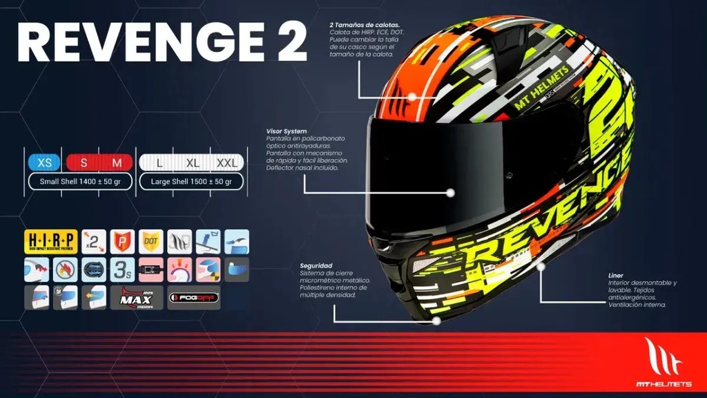 Casco Integral Moto Mt Ff110 Revenge 2 Rpm Rs A0 Brillante Xl