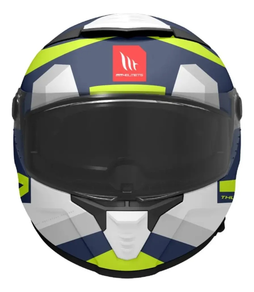 Casco Moto Integral Mt Thunder 4 Doble Visor Rpm Azul/amarillo Protect A3 Brillante M