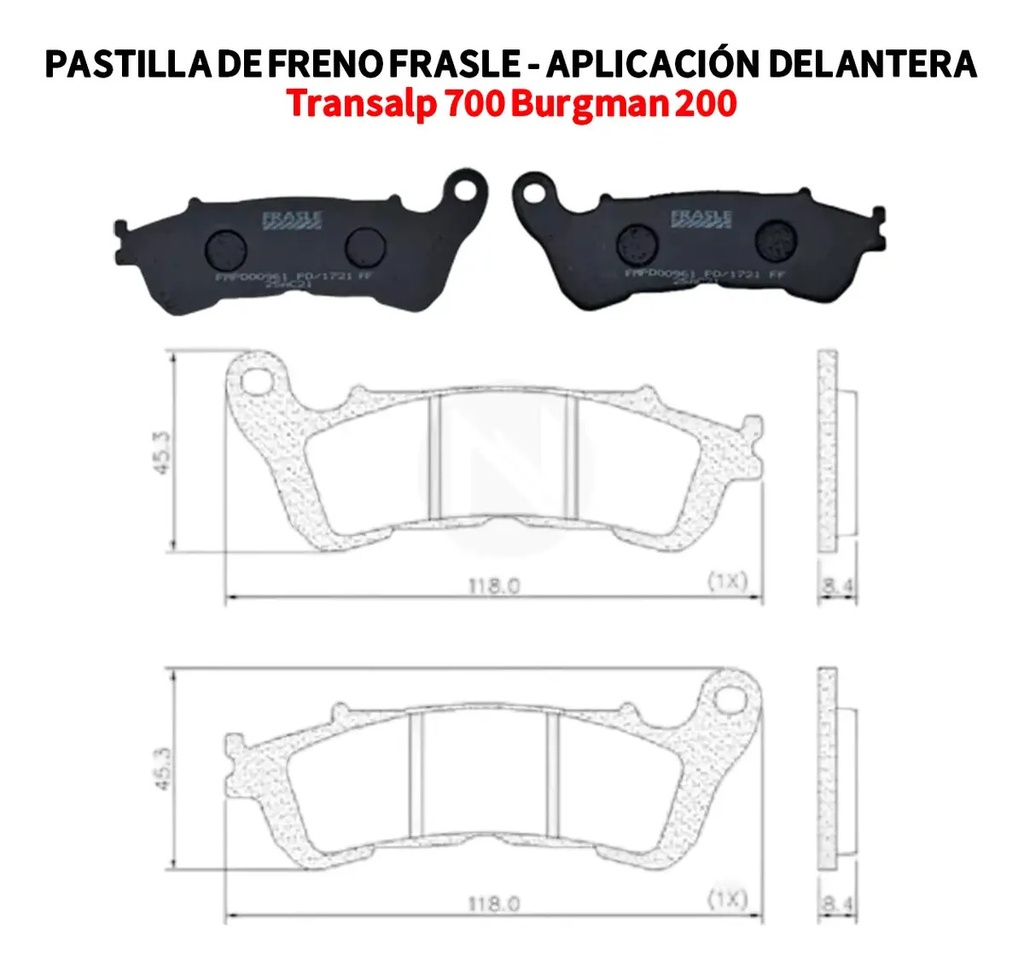 Pastilla Freno Frasle Delantera Moto Transalp 700 Burgman Rp