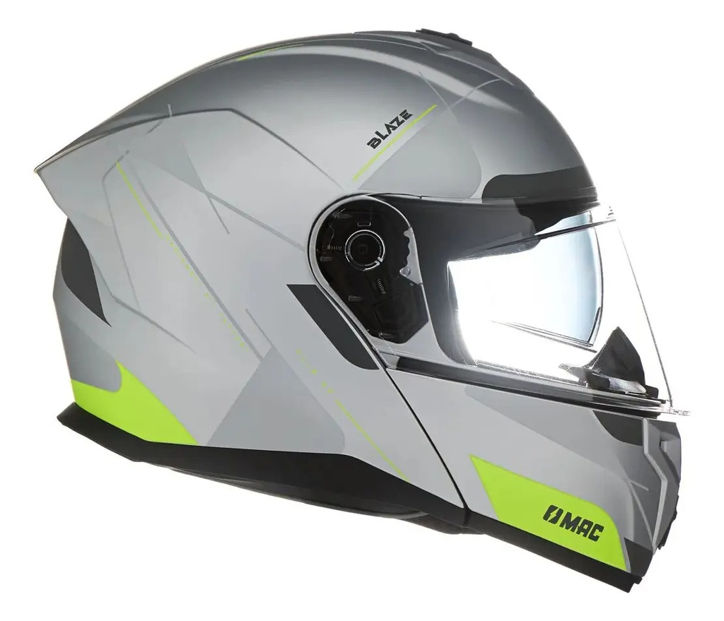 Casco Moto Rebatible Mac Ff166 Blaze Doble Visor Rpm Gris/amarillo Magma Mate M