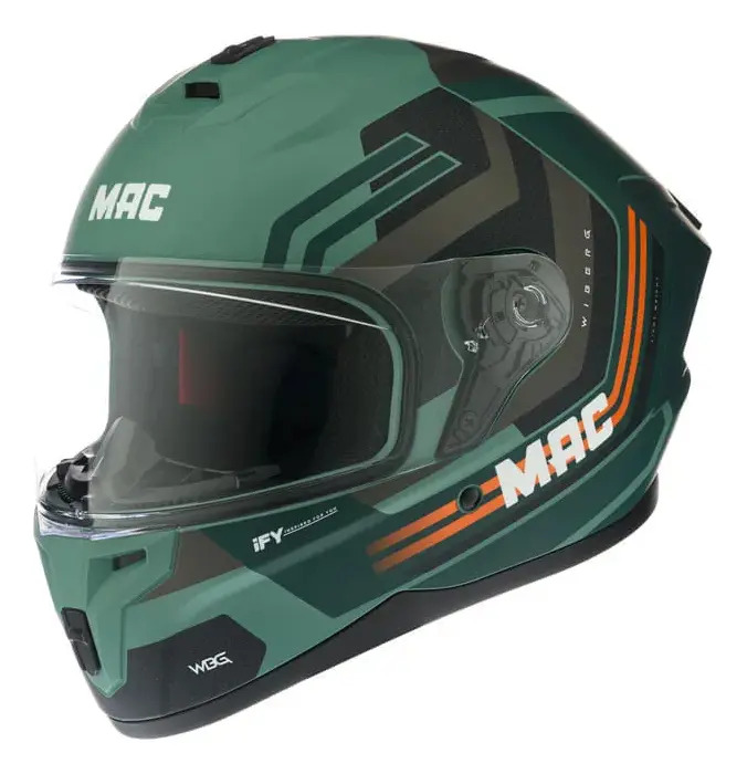 Casco Moto Integral Mac 070 Volt Rpm Verde/negro Wiberg Mate M