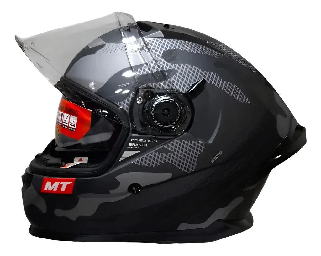 Casco Moto Integral Mt Braker Doble Visor Con Spoiler Rpm Gris Crossover C2 Mate Xl