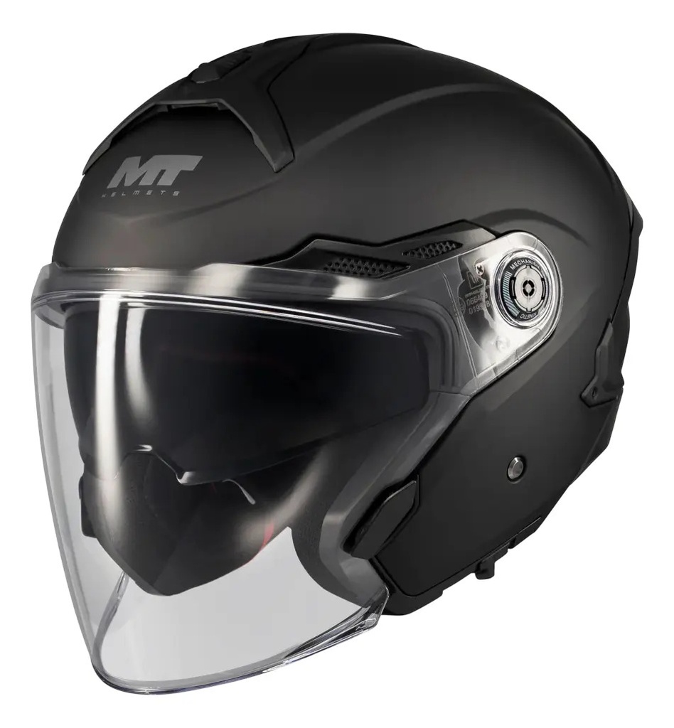Casco Moto Abierto Mt Cosmos Sv Doble Visor Rpm Negro Pure A1 Mate L