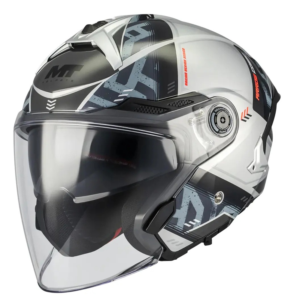 Casco Moto Abierto Mt Cosmos Sv Doble Visor Rpm Gris Arrow C2 Brillante M