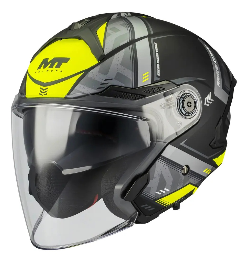 Casco Moto Abierto Mt Cosmos Sv Doble Visor Rpm Amarillo Arrow B3 Brillante L