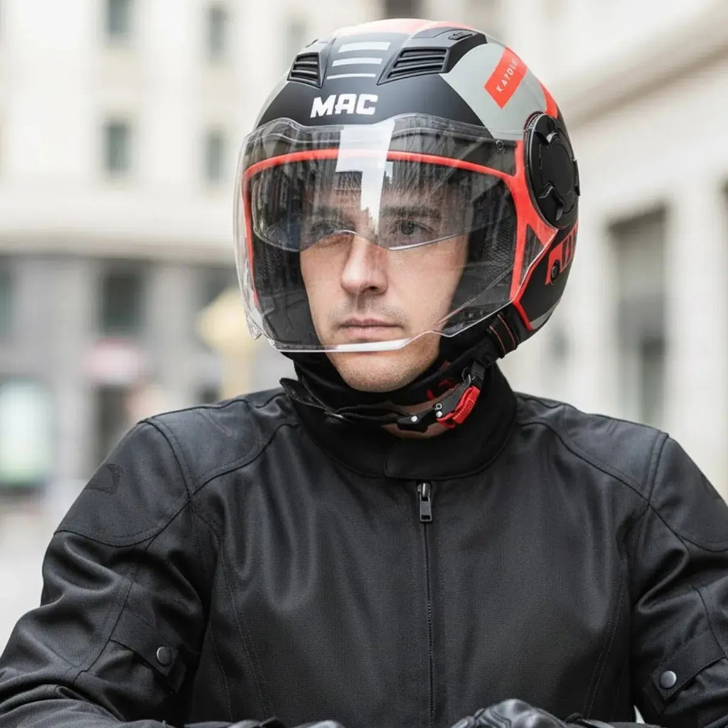 Casco Abierto Moto Mac Aerox Rpm Negro/rojo Katolit Mate S