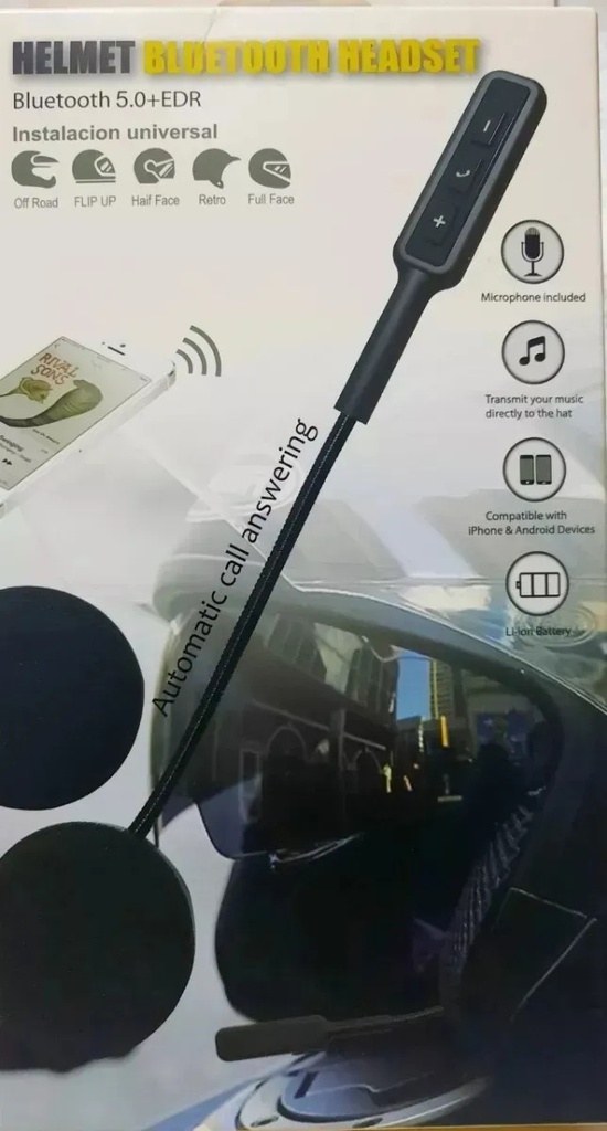 Intercomunicador Bt8 Negro Bluetooth 5.0 iPhone Android Rpm