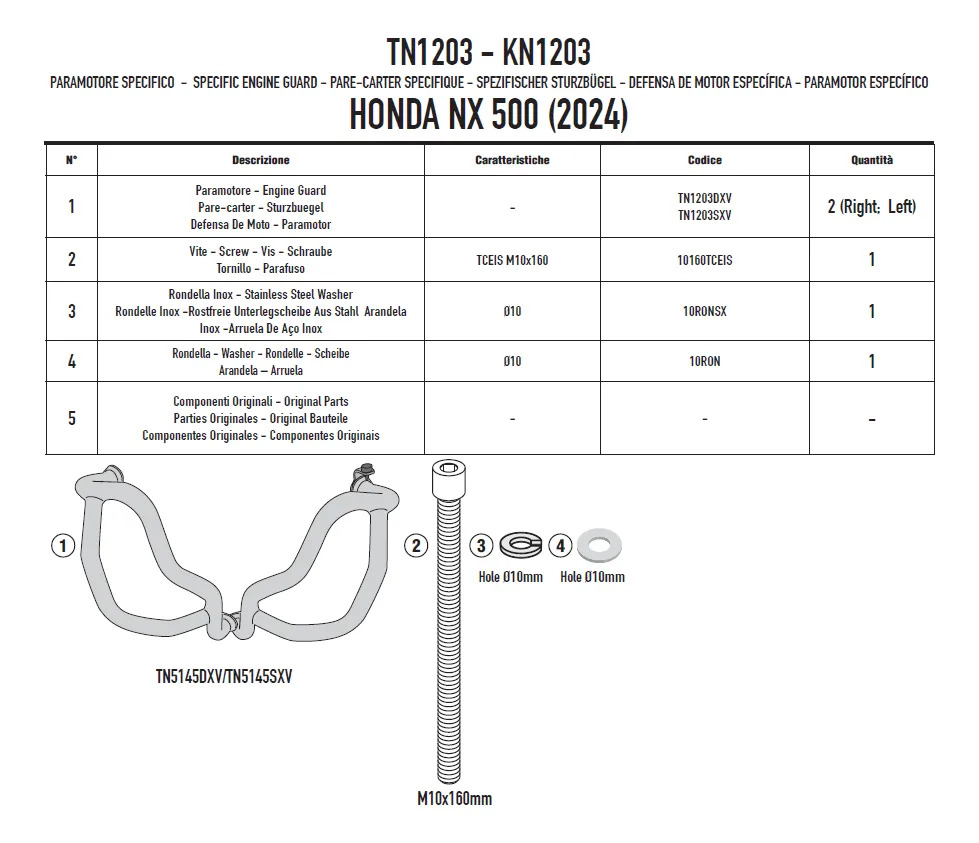 Defensa Motor Baja Givi Tn1203 Honda Nx 500 Rpm