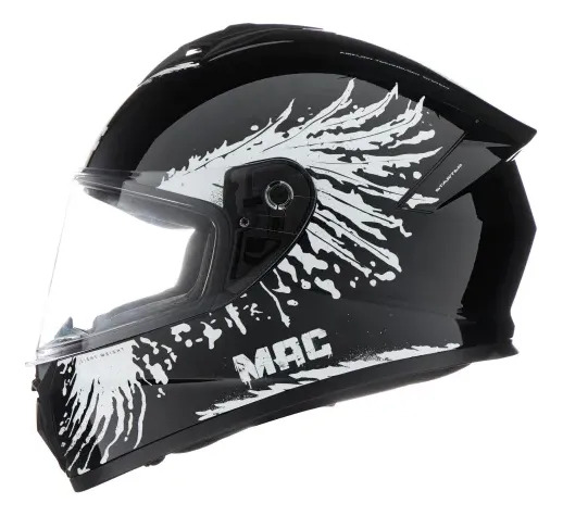 Casco Moto Integral Mac Ff801 Starter Rpm Negro/blanco Fenix Brillante Xl