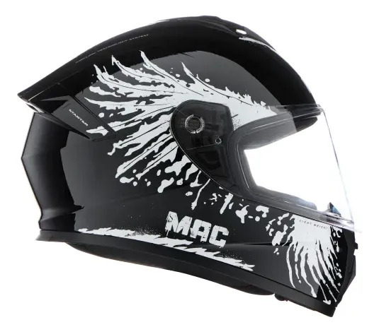 Casco Moto Integral Mac Ff801 Starter Rpm Negro/blanco Fenix Brillante Xl