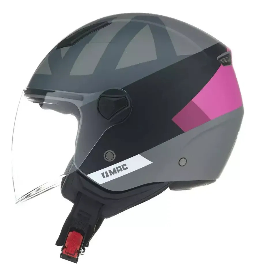 Casco Abierto Moto Mac Of721 Beat Rpm Gris/rosa Nova Mate Xs