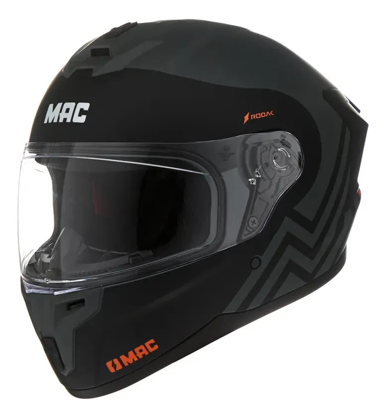 Casco Moto Integral Mac 070 Volt Rpm Negro/gris/naranja Rodak Mate Xxl