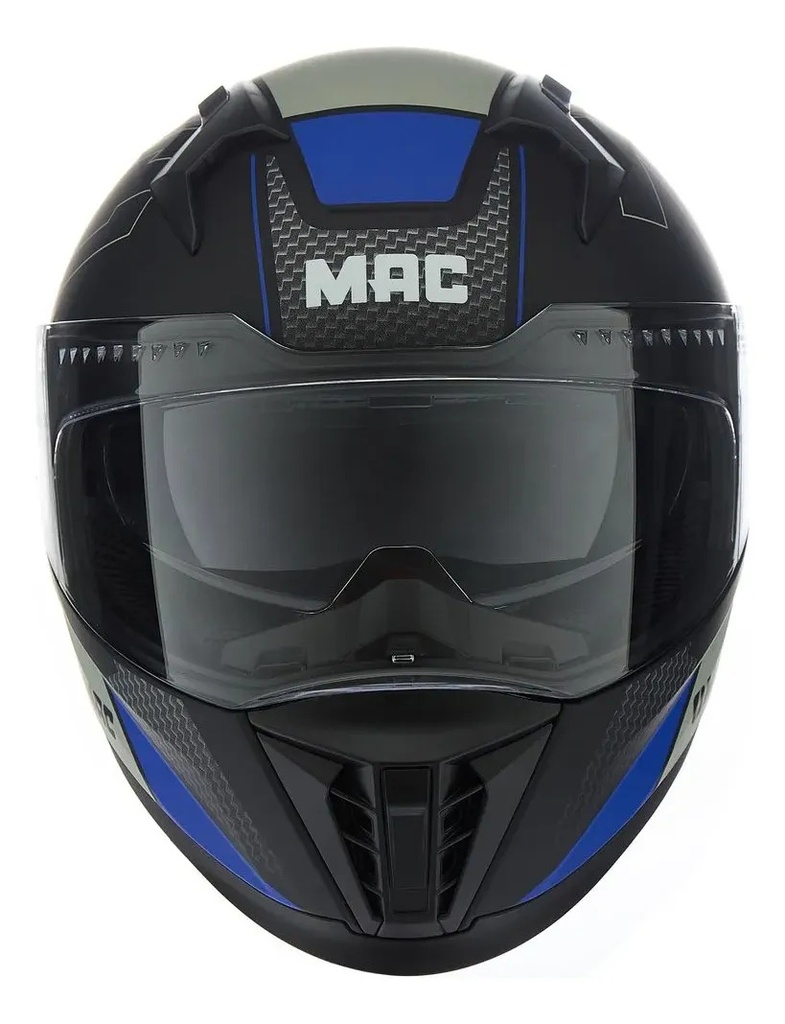 Casco Moto Integral Mac 069 Force Doble Visor Rpm Negro/azul Dynamo Mate Xl
