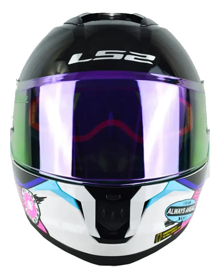 Casco Moto Integral Ls2 808 Stream 2 Rpm Blanco/rosa/violeta Moon Walk Perlado S
