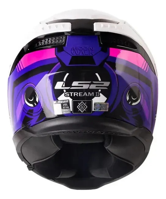 Casco Moto Integral Ls2 808 Stream 2 Rpm Blanco/rosa/violeta Moon Walk Perlado S