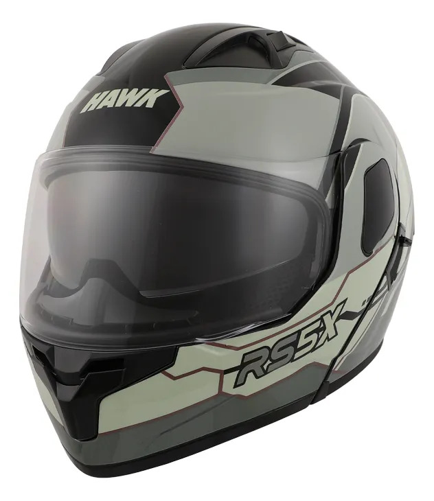 Casco Rebatible Moto Hawk Rs5x Doble Visor Rpm Gris Hunter Brillante Xl