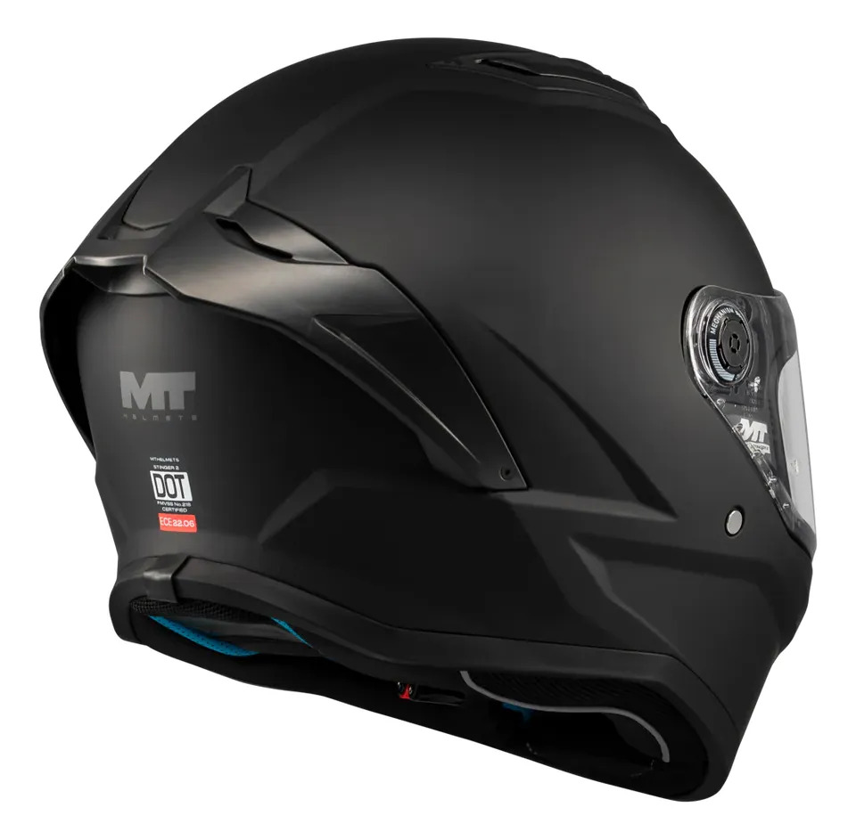 Casco Moto Integral Mt Stinger 2 Con Spoiler Rpm Negro Pure A1 Mate M