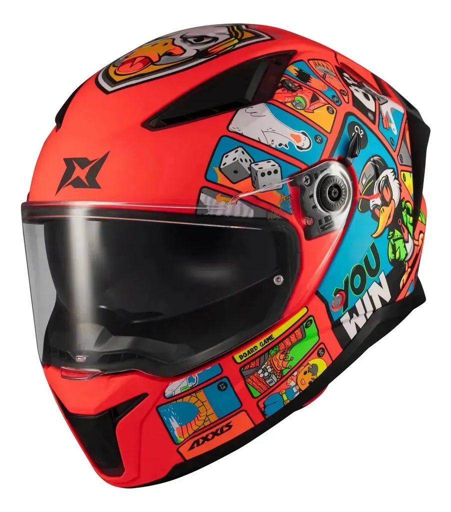 Casco Moto Integral Axxis Panther Sv Doble Visor Rpm Naranja Goose Game A5 Brillante Xl