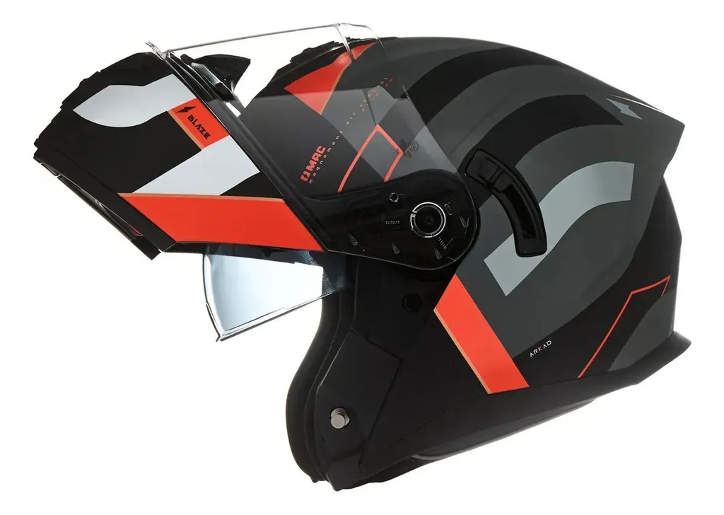 Casco Moto Rebatible Mac Ff166 Blaze Doble Visor Rpm Negro/rojo Arkad Mate L