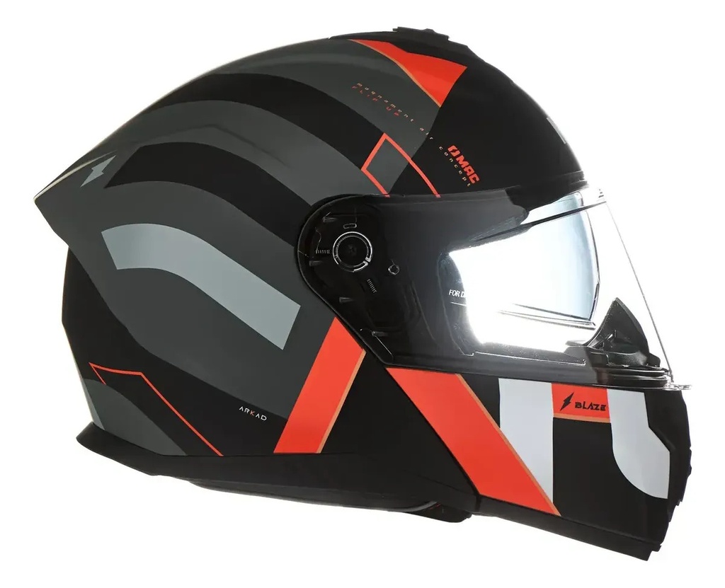 Casco Moto Rebatible Mac Ff166 Blaze Doble Visor Rpm Negro/rojo Arkad Mate M