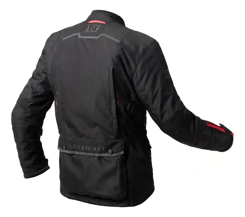 Campera Moto Hombre Nto Indiana Touring Con Protecciones Rpm Negro/rojo Cordura M