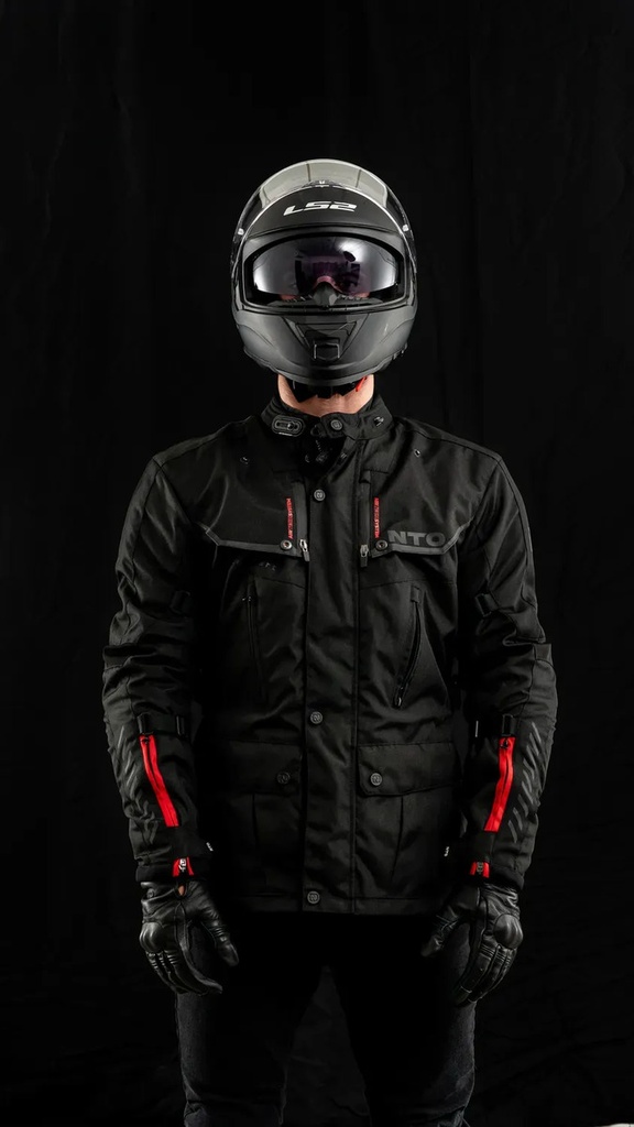 Campera Moto Hombre Nto Indiana Touring Con Protecciones Rpm Negro/rojo Cordura M