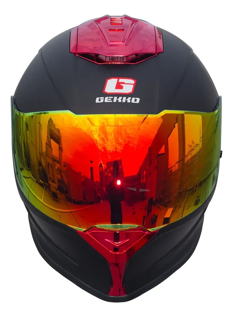 Casco Integral Gekko Spektor Doble Visor + Visor De Regalo Negro/rojo Matt Red Mate M