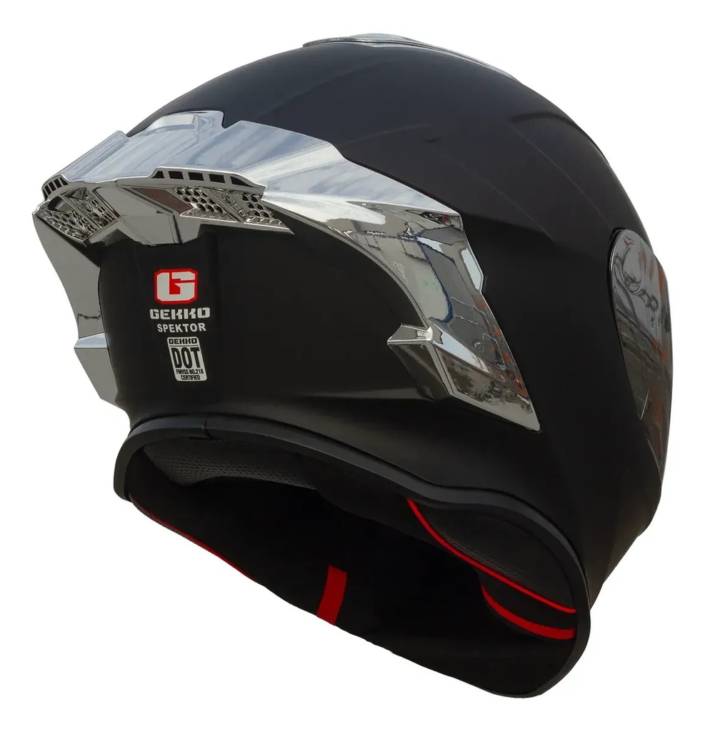 Casco Integral Gekko Spektor Doble Visor + Visor De Regalo Negro/plateado Matt Black Silver Mate Xl