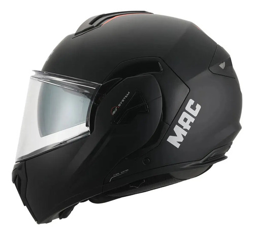 Casco Moto Rebatible Mac Ff628 Eclipse Doble Visor Rpm Negro Solid Mate S