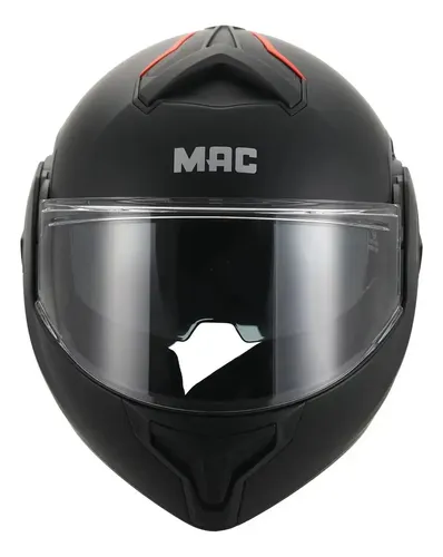 Casco Moto Rebatible Mac Ff628 Eclipse Doble Visor Rpm Negro Solid Mate S