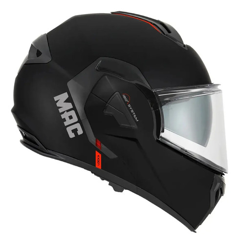 Casco Moto Rebatible Mac Ff628 Eclipse Doble Visor Rpm Negro Solid Mate S