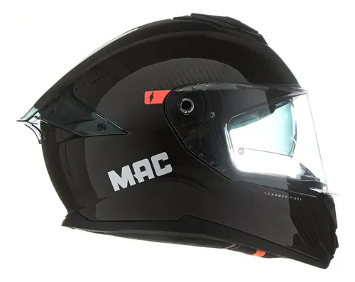 Casco Deportivo Integral Moto Mac 861 Alpha Carbono Rpm Negro Solid Brillante M