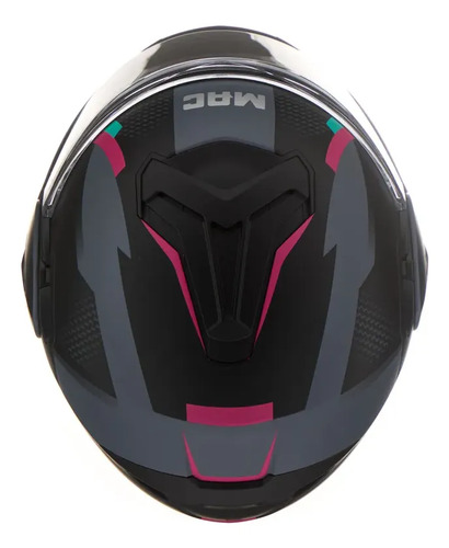 Casco Moto Rebatible Mac Ff628 Eclipse Doble Visor Rpm Negro/gris/rosa Vartell Mate S