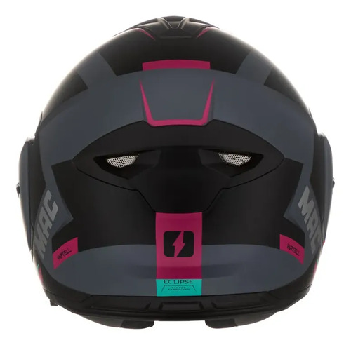 Casco Moto Rebatible Mac Ff628 Eclipse Doble Visor Rpm Negro/gris/rosa Vartell Mate S
