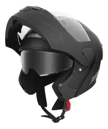 Casco Rebatible Moto Hawk Rs5x Doble Visor Rpm Negro Solid Brillante S