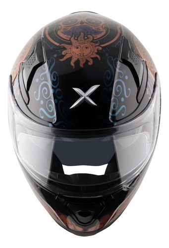 Casco Moto Integral Axor Apex Doble Visor Rpm Negro/dorado Trace Brillante Xl