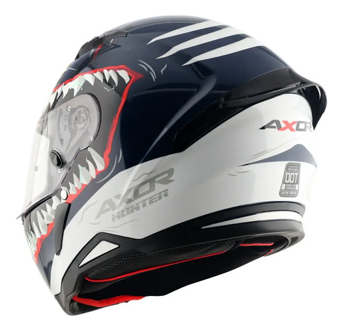 Casco Moto Integral Axor Hunter Aleron Rpm Azul/blanco Shark Brillante L