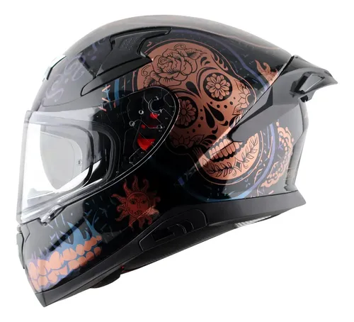 Casco Moto Integral Axor Apex Doble Visor Rpm Negro/dorado Trace Brillante L