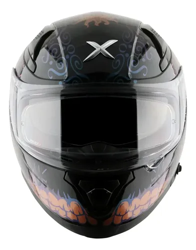 Casco Moto Integral Axor Apex Doble Visor Rpm Negro/dorado Trace Brillante L