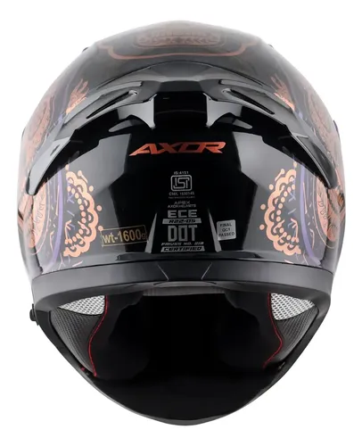 Casco Moto Integral Axor Apex Doble Visor Rpm Negro/dorado Trace Brillante L