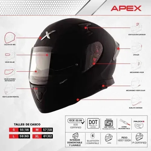 Casco Moto Integral Axor Apex Doble Visor Rpm Negro/dorado Trace Brillante L
