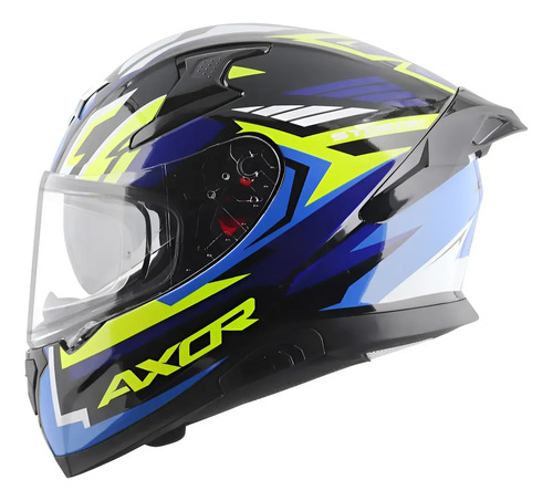 Casco Moto Integral Axor Apex Doble Visor Rpm Negro/azul Streak Brillante L
