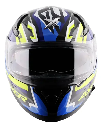 Casco Moto Integral Axor Apex Doble Visor Rpm Negro/azul Streak Brillante Xl