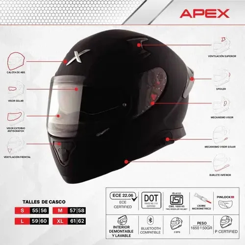 Casco Moto Integral Axor Apex Doble Visor Rpm Negro/amarillo Turbine Mate L