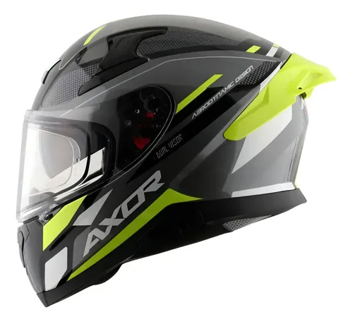Casco Moto Integral Axor Apex Doble Visor Rpm Negro/amarillo Turbine Mate M