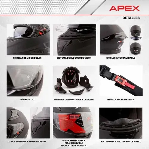 Casco Moto Integral Axor Apex Doble Visor Rpm Negro Solid Mate L