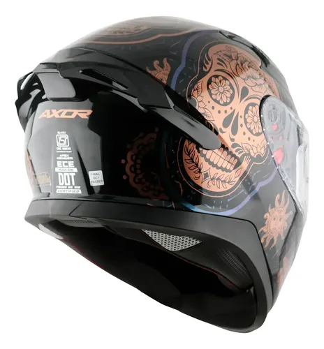 Casco Moto Integral Axor Apex Doble Visor Rpm Negro/dorado Trace Brillante M
