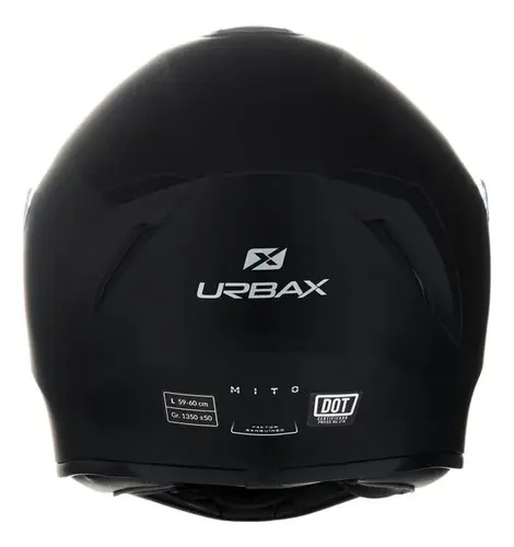 Casco Moto Integral Urbax Ff018 Mito Rpm Negro Solid Mate L