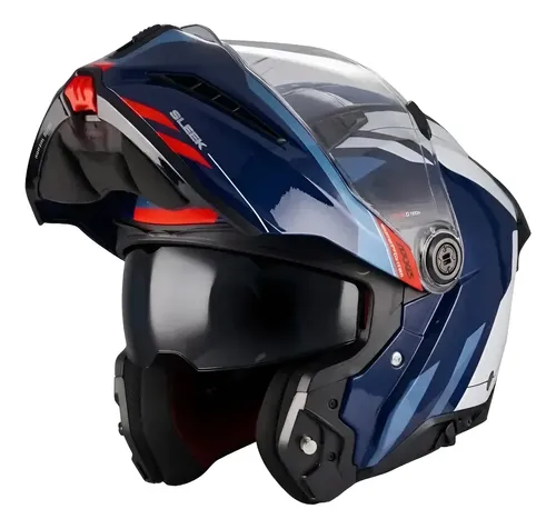 Casco Moto Rebatible Axxis Ghostfighter Doble Visor Rpm Azul/gris Sleek B7 Brillante Xl