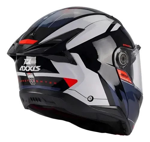 Casco Moto Rebatible Axxis Ghostfighter Doble Visor Rpm Azul/gris Sleek B7 Brillante Xl